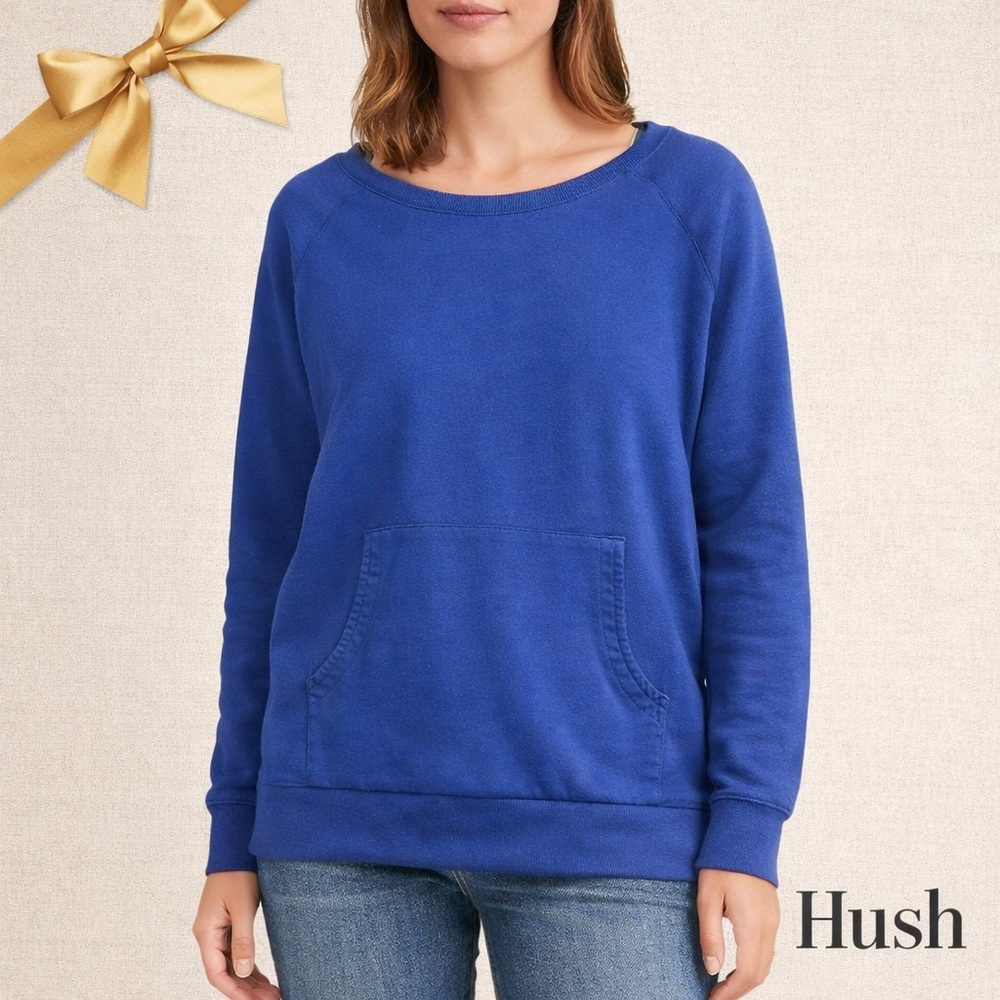 Hush Blue Raglan Sweatshirt Kangaroo Pocket XL